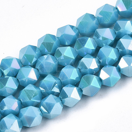 Electroplate Opaque Glass Beads Strands X-EGLA-T019-05L-1
