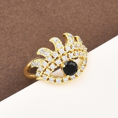Brass Micro Pave Cubic Zirconia Cuff Rings for Women RJEW-Z113-44G-1