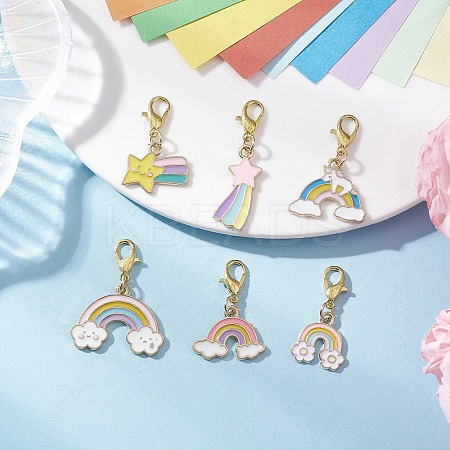 Rainbow Alloy Enamel Pendant Decorations HJEW-JM04116-1