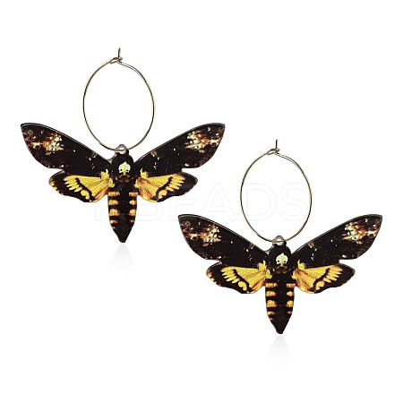 Butterfly Alloy Acrylic Hoop Earrings FS-WG09DCE-05-1