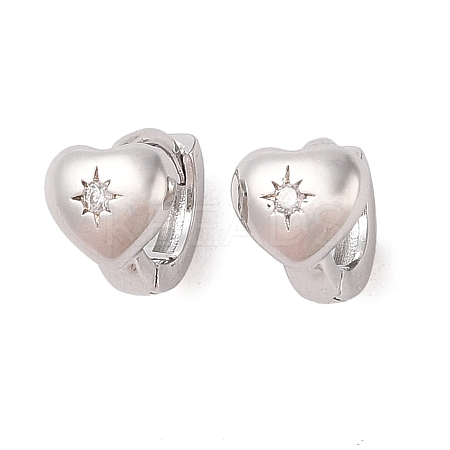 Brass with Clear Cubic Zirconia Hoop Earring LS-EJEW-Q385-03P-1