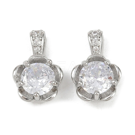 Brass Micro Pave Cubic Zirconia Charms KK-F906-01P-1