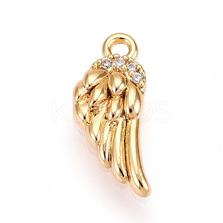 Brass Micro Pave Clear Cubic Zirconia Pendants KK-T075-18G-1
