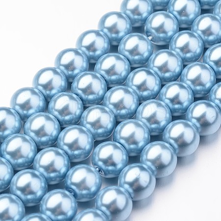 Eco-Friendly Dyed Glass Pearl Round Bead Strands X-HY-A008-8mm-RB006-1