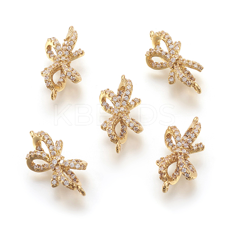 Brass Micro Pave Cubic Zirconia Links KK-F774-14G-NR-1