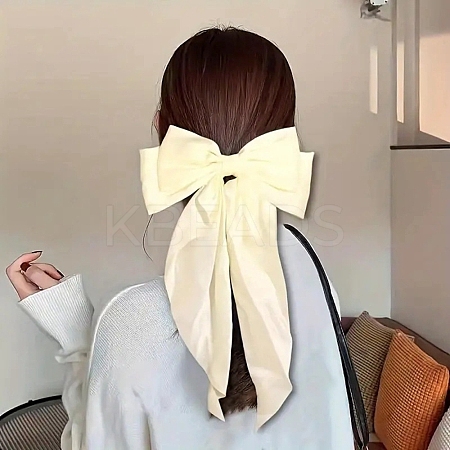Solid Color Long Bowknot Satin Hair Barrettes PW-WGAD6A6-02-1