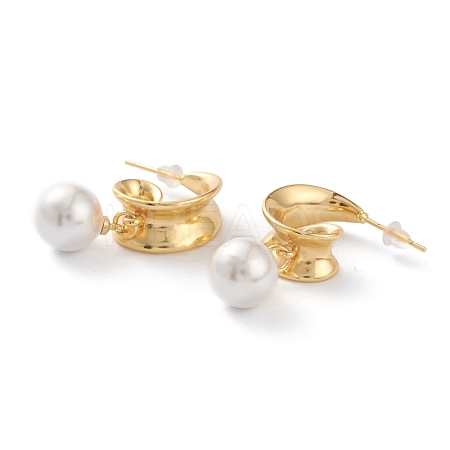 Brass Half Hoop Earrings EJEW-A056-25G-1