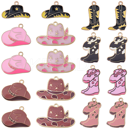 18Pcs 9 Styles Western Cowboy Theme Alloy Enamel Pendants ENAM-BM0001-21-1