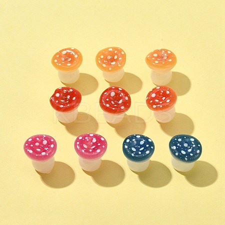 10Pcs Luminous Resin Mushroom Ornament RESI-FS0001-59-1