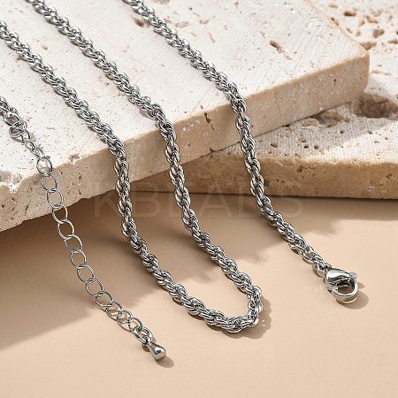 3mm Brass Rope Chain Necklaces for Men Women NJEW-G160-10P-1