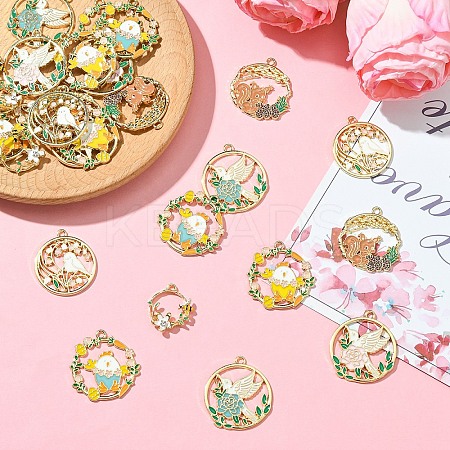 28Pcs 7 Styles Alloy Enamel Pendants ENAM-YW0004-90-1