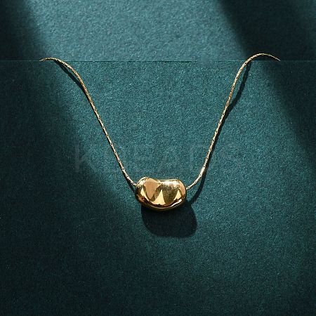 304 Stainless Steel Bean Pendant Necklaces for Women NJEW-K255-40G-1