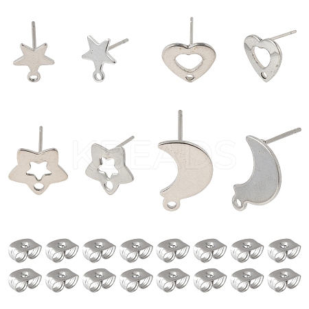 16Pcs 4 Styles 304 Stainless Steel Stud Earring Findings STAS-FS0001-85P-1