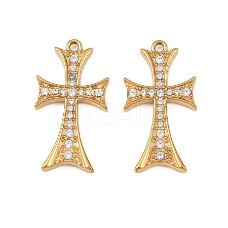 304 Stainless Steel Micro Pave Cubic Zirconia Pendants STAS-A132-04A-G-1