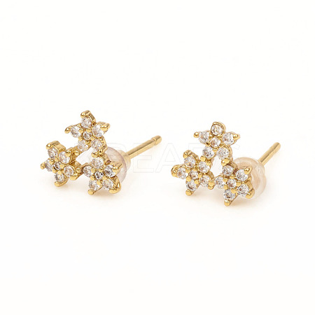 Brass Stud Earrings EJEW-L247-02G-1