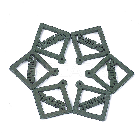 Spray Painted Wood Pendants WOOD-T017-05D-1