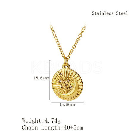 Stylish 304 Stainless Steel Sunbeam Pendant Necklace for Women's Daily Wear KZ7444-1-1