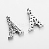Initial Letter Brass Micro Pave Cubic Zirconia Pendants ZIRC-F008-A-1