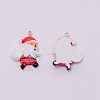 Opaque Resin Pendants with Platnium Tone Iron Accessories RESI-WH0014-18-1