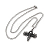 201 Stainless Steel Viking Deer Skull Cross Pendant Twisted Chain Necklaces for Men NJEW-S440-04AS-2