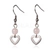 Heart Natural Rose Quartz Dangle Earrings EJEW-JE01884-01-1