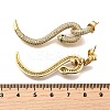 Snake Brass Cubic Zirconia Dangle Stud Earrings for Women EJEW-F367-01B-G-3