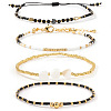 4Pcs 4 Styles Glass Seed Bead Stretch Bracelet Set FG0392-2-6