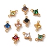 Brass Pave Cubic Zirconia Connector Charms ZIRC-P114-13KCG-1