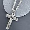 Gothic Style Cross 304 Stainless Steel Black Enamel Pendant Byzantine Chain Necklaces for Men FS-WG287BB-01-3