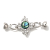 Brass & Abalone & Shell Fold Over Clasps KK-K389-131P-1