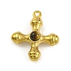 Natural Tiger Eye & 304 Stainless Steel Cross Pendants STAS-H221-01G-08-1