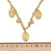 304 Stainless Steel Oval with Virgin Cross Pendant Necklaces for Women NJEW-A050-01G-4