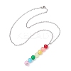 Colorful Glass Round Beaded Pendant Necklaces NJEW-JN04581-02-4