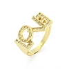 Word LOVE Brass Micro Pave Clear Cubic Zirconia Finger Rings RJEW-G309-11G-1