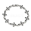Brass Enamel Micro Pave Clear Cubic Zirconia Cross Link Chain Bracelets for Women BJEW-G764-02P-4