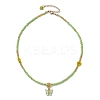 Glass Seed Beads & Flower Handmade Lampwork Beaded Necklaces NJEW-MZ00065-02-4