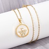 Flat Round with Bee Brass Micro Pave Cubic Zirconia Pendant Neckalces for Women NJEW-C076-12G-3