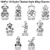 100Pcs 10 Styles Tibetan Style Alloy Pendants TIBEP-CJ0003-11-2