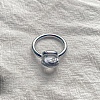 Square 304 Stainless Steel with Glass Finger Rings FS-WG8AAFA-16-1