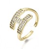Brass Micro Pave Clear Cubic Zirconia Cuff Rings RJEW-S044-114-NF-1