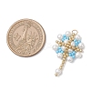 Glass Seed Beaded Flower Pendants PALLOY-MZ00827-04-2