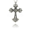 Alloy Rhinestone Cross Big Pendants TIBE-M001-167-1