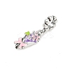 Brass Rhinestone Pink Enamel Bouquet European Dangle Charms LS-KK-P324-06P-2