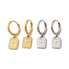 Crystal Rhinestone Rectangle with Star Dangle Hoop Earrings EJEW-P219-18P-3