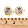 Brass Pave Cubic Zirconia Connector Charms KK-B096-05G-04-3