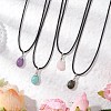 4Pcs 4 Styles Natural Labradorite & Amazonite & Rose Quartz & Amethyst Teardrop Pendant Necklaces NJEW-JN05229-1