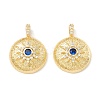 Rack Plating Brass Micro Pave Clear & Marine Blue Cubic Zirconia Pendants KK-D073-13G-1