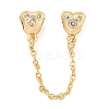 Rack Plating Brass Micro Pave Cubic Zirconia European Beads with Safety Chains KK-F089-30G-1