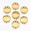 Flat Round Brass Lace Edge Bezel Cups X-KK-C1764-3-G-1