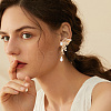 2 Pairs Brass Pave Clear Cubic Zirconia Butterfly Stud Earring Findings KK-BBC0018-66-5